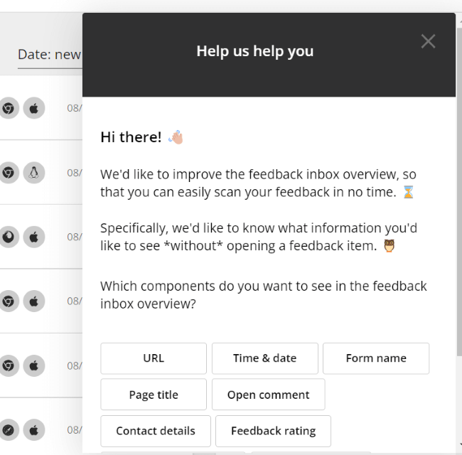 Feedback despre caracteristica Mopinion