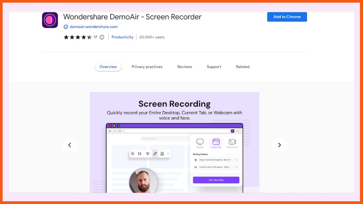 Wondershare DemoAir - Ekstensi Chrome Rekaman Layar Terbaik