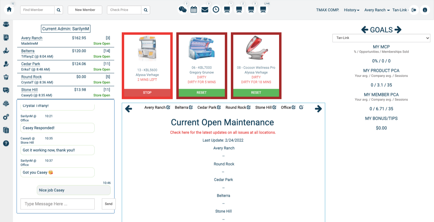 dasbor tan-link tanning salon