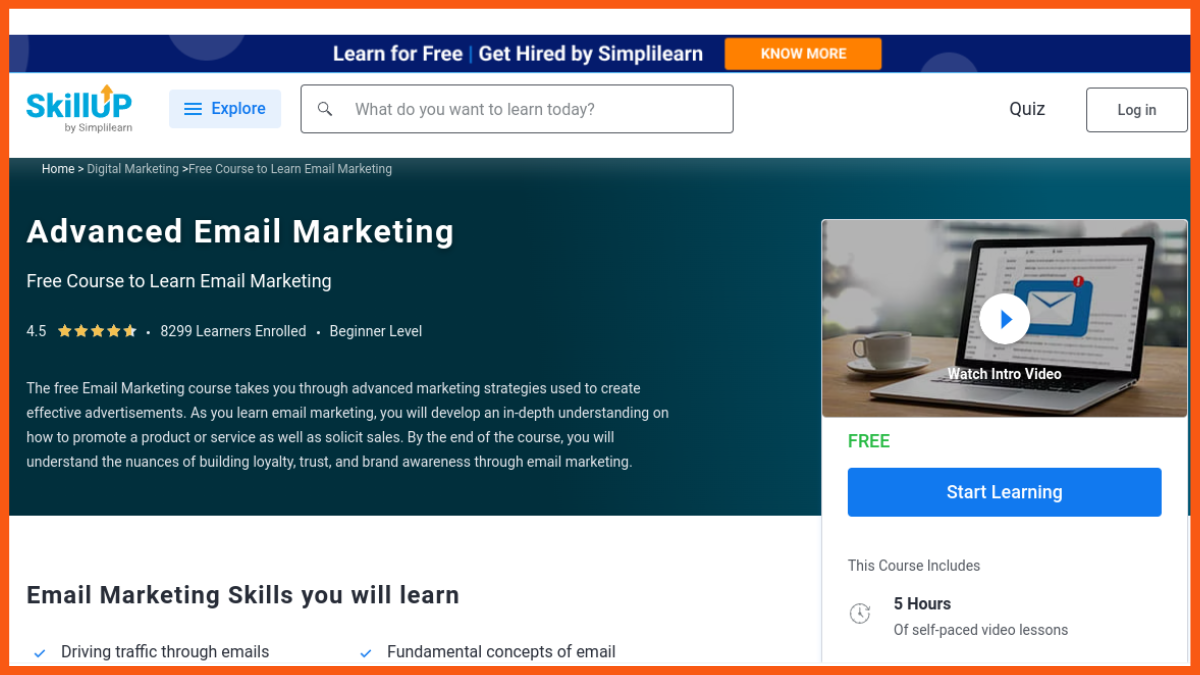 Simplilearn 的高级电子邮件营销课程