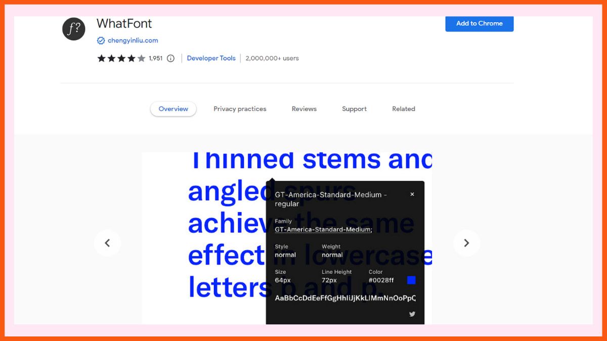 WhatFont - 그래픽 디자이너를 위한 최고의 크롬 확장 프로그램