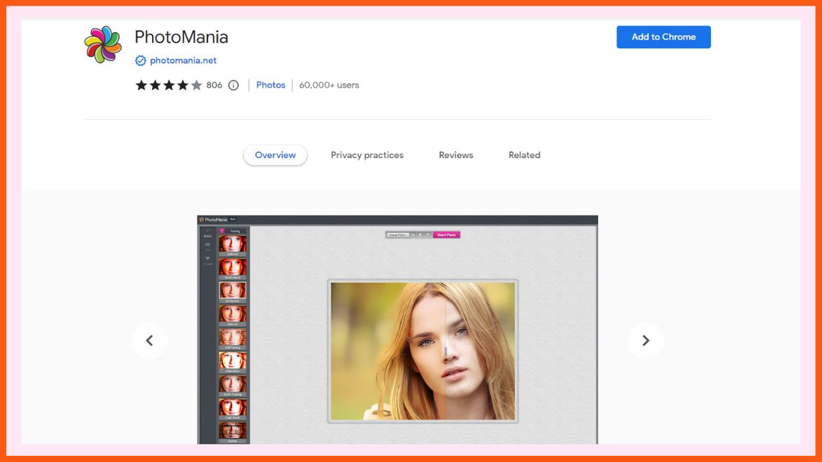 PhotoMania - 그래픽 디자이너를 위한 최고의 Chrome 확장 프로그램