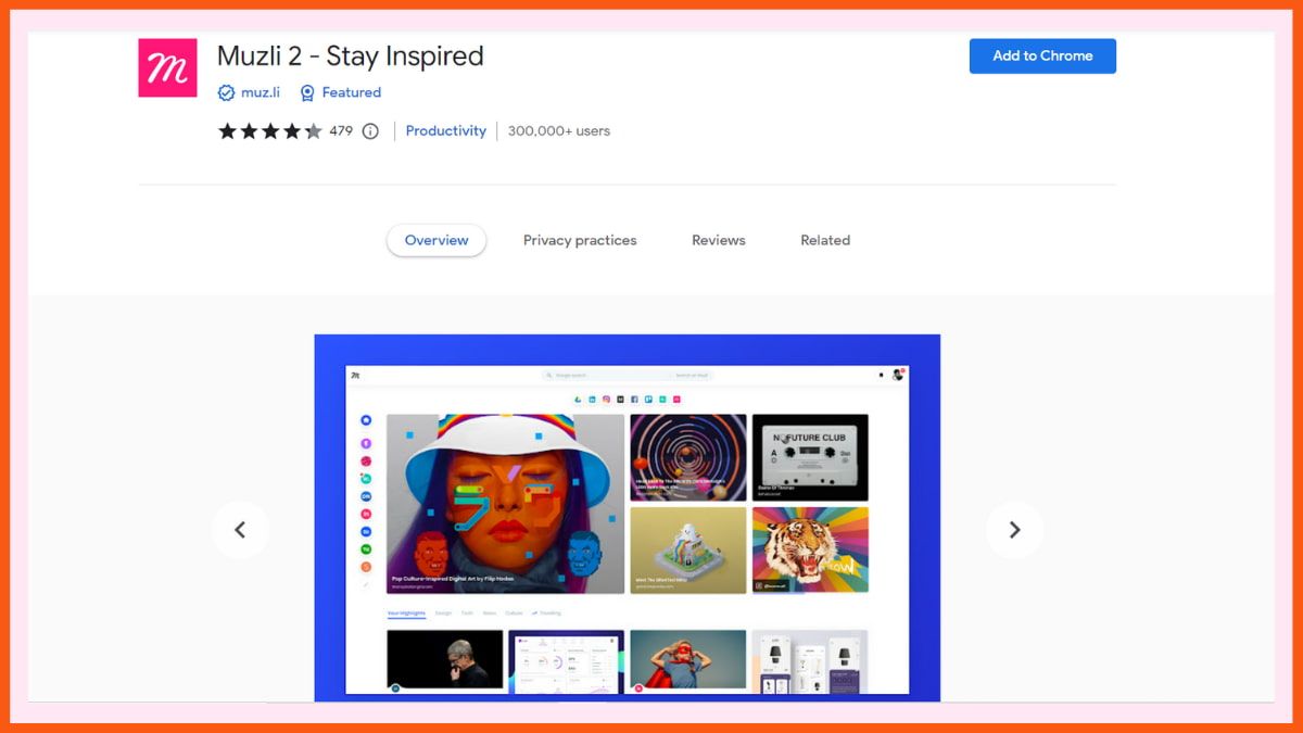 Muzli 2 - 그래픽 디자이너를 위한 최고의 Chrome 확장 프로그램