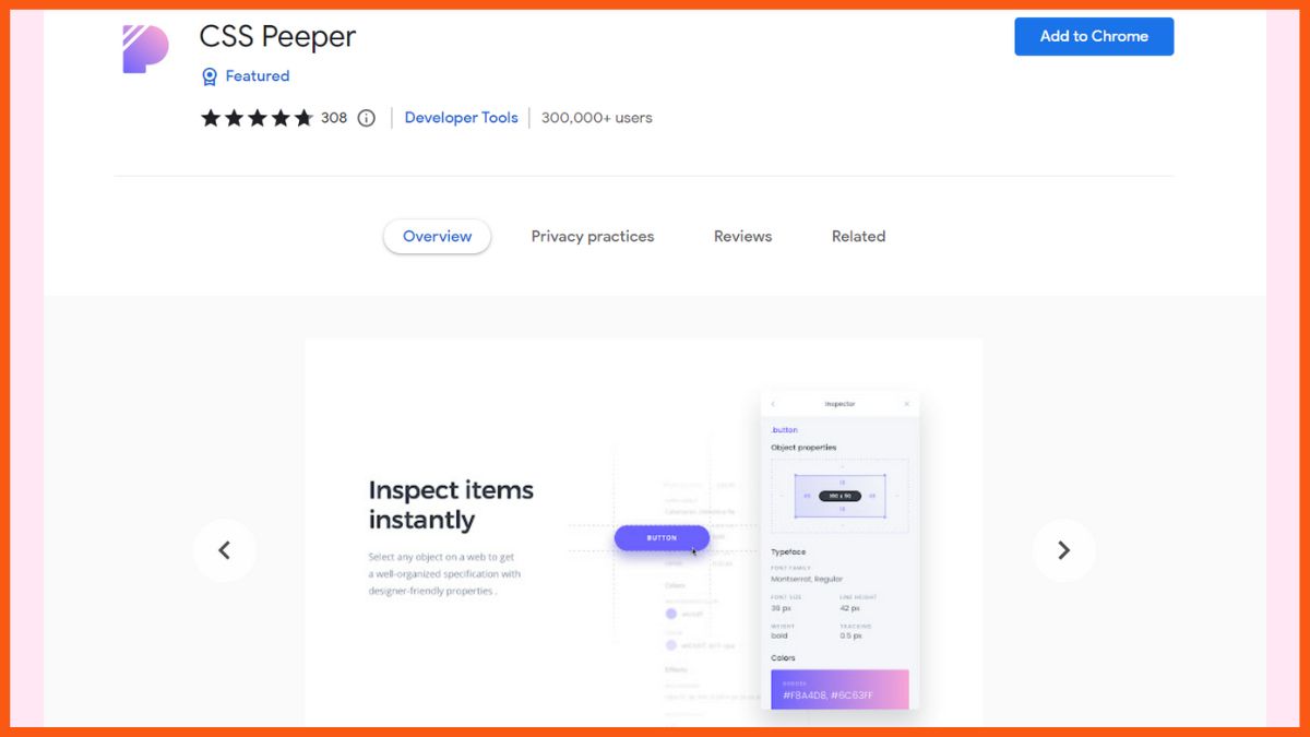 CSS Peeper - 그래픽 디자이너를 위한 최고의 Chrome 확장 프로그램