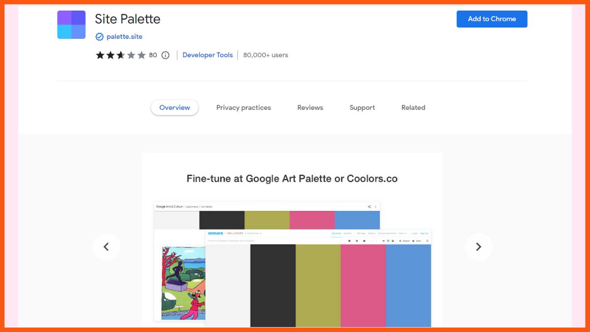 사이트 팔레트 - 그래픽 디자이너를 위한 최고의 Chrome 확장 프로그램