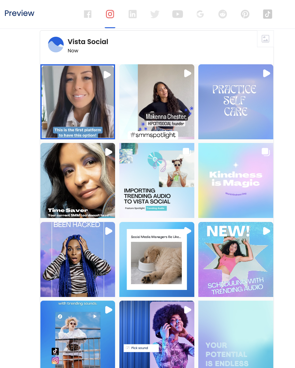 Instagram Akışınızı Vista Social'da görsel olarak planlayın