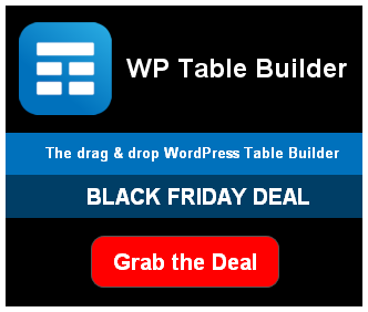 wp table builder wordpress plugin black friday deal