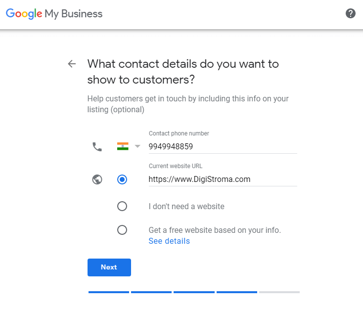 Cum să creez afaceri online pe Google My Business în 2022? 8 add your contact details