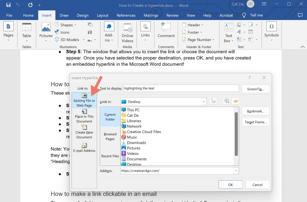 membuat hyperlink di Microsoft Word