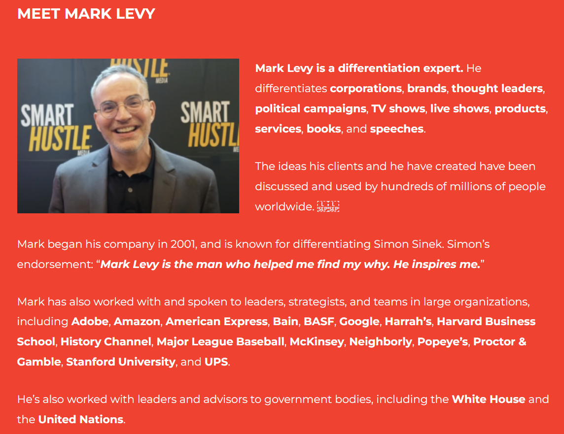 Mark Levy farklılaşma uzmanı