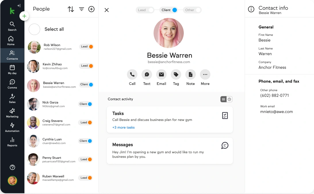 Gestione dei lead in Keap