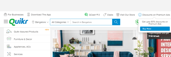 班加罗尔免费分类广告 - 班加罗尔 20 个最佳在线广告发布网站 @ads2020.marketing 初学者博客 Quikr_Bangalore_Classifieds-600x200