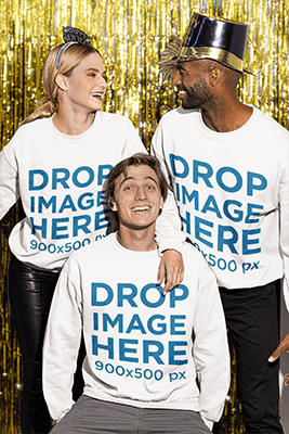 قميص من النوع الثقيل نموذج بالحجم الطبيعي لمجموعة من الأصدقاء يلهون في حفلة ناي