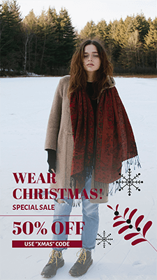 Instagram Story Design Creator تقدم خصومات عيد الميلاد على منتجات الملابس