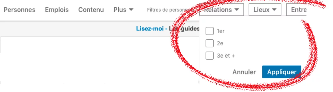 linkedin Filter nach Beziehungsebenen
