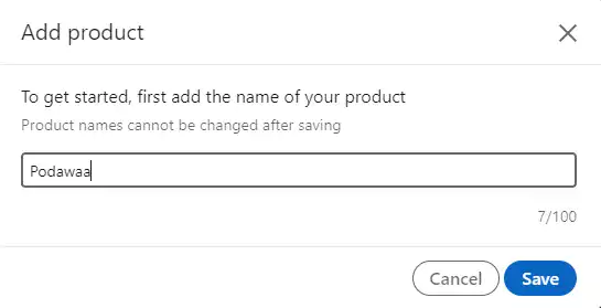 nome do produto LinkedIn