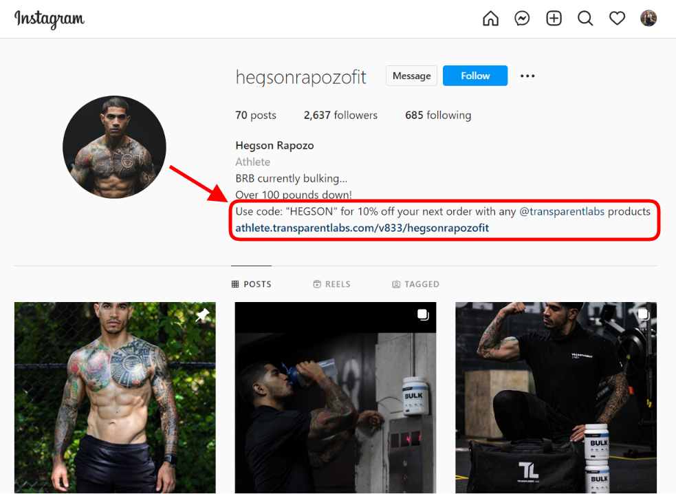 5 Screenshot taken on the official Hegson Rapozo Instagram account