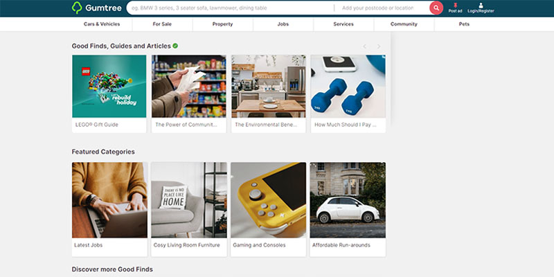 Gumtree-Homepage