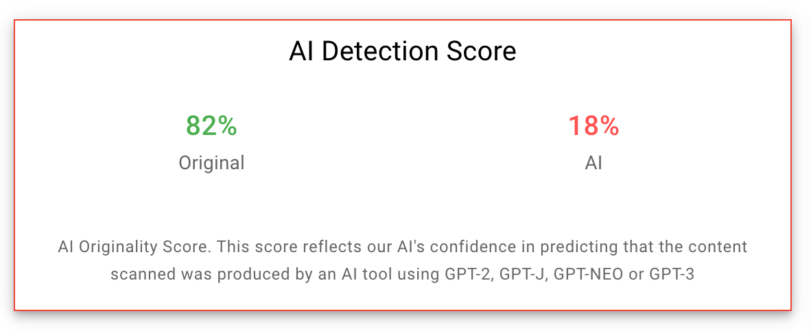 مثال على نقاط Originality.ai