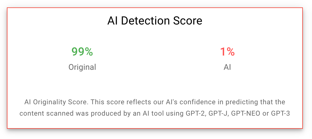 مثال على نقاط Originality.ai