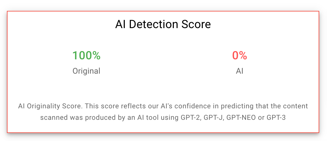 مثال على نقاط Originality.ai