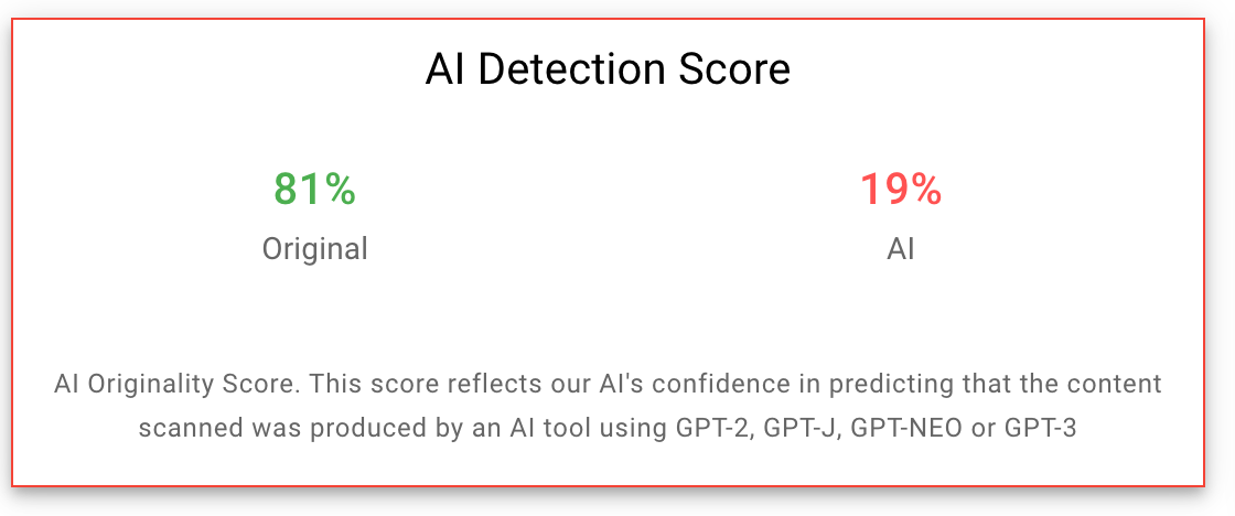 مثال على نقاط Originality.ai