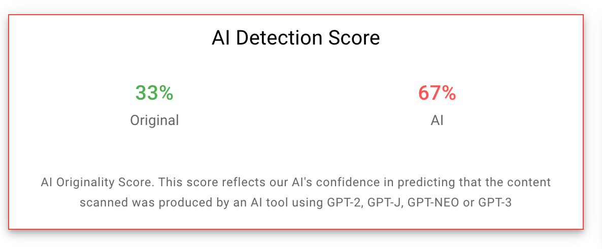 مثال على نقاط Originality.ai