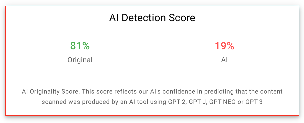 مثال على نقاط Originality.ai