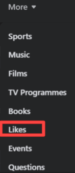 Pilih opsi Suka untuk cara menyembunyikan suka di Facebook