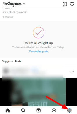 Klicken Sie auf das Profilsymbol auf Instagram, um Facebook von Instagram zu trennen