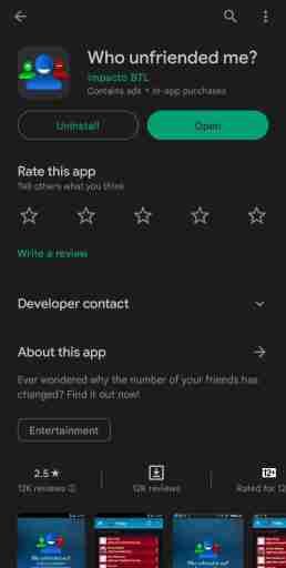 Installieren Sie die Who Unfriended Me-Anwendung aus dem Play Store für Who Unfriended Me auf Facebook