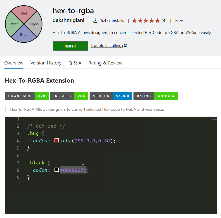 Hex do RGBA w VisualStudio
