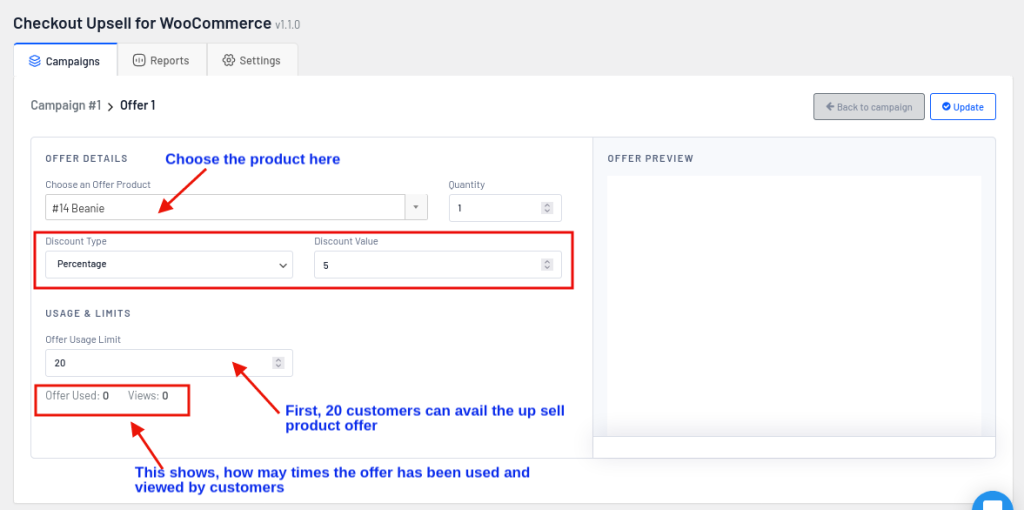 escolha o produto upsell