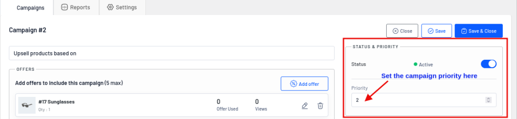 definir prioridade da campanha
