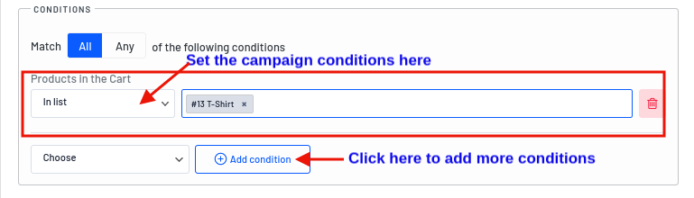definir a condição da campanha
