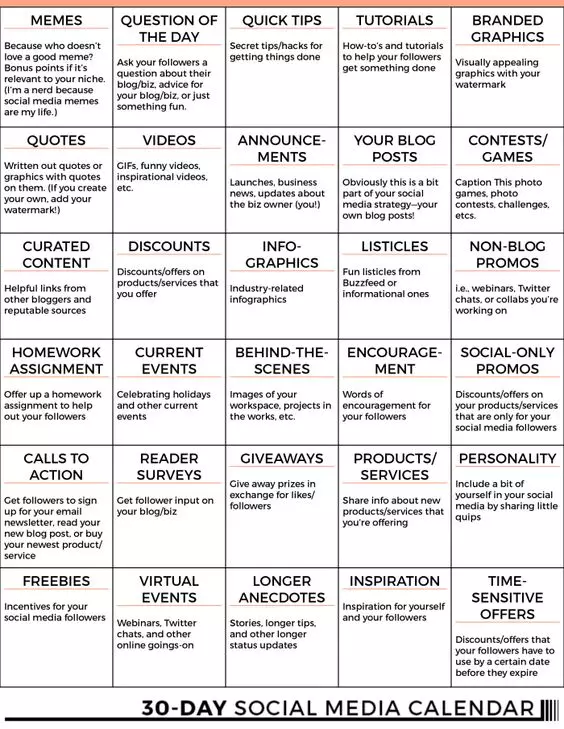 Social-Media-Kalender social media calendar