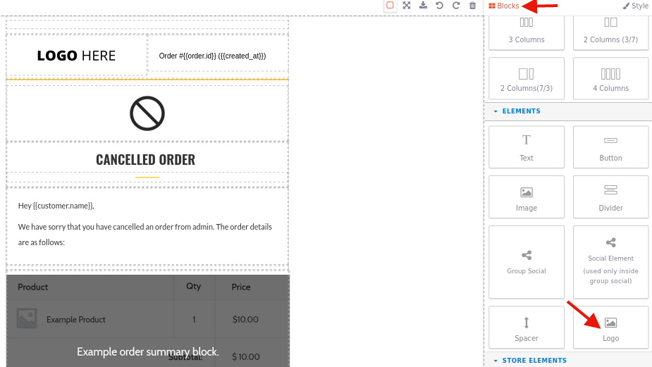 faceți clic pe logo-ul elementului