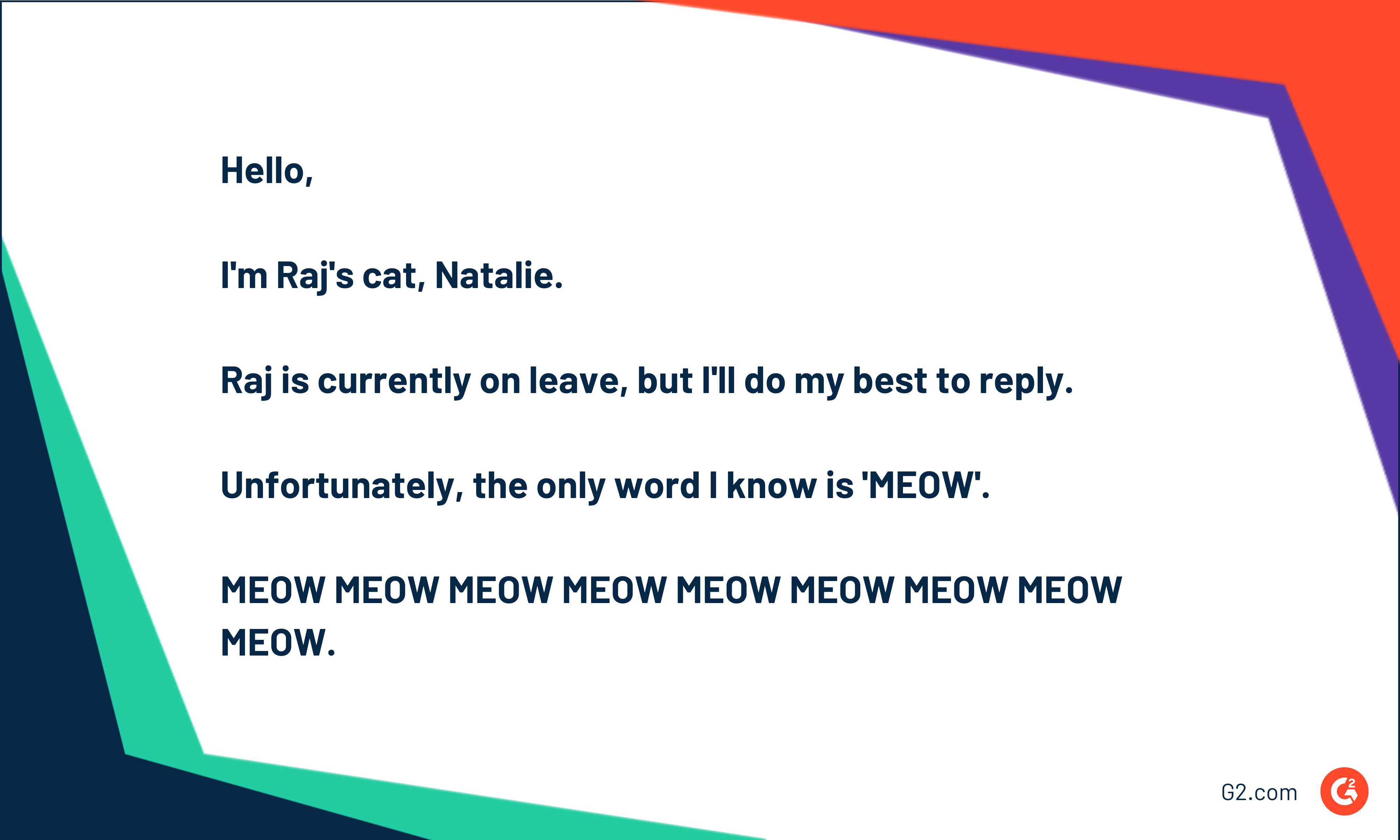 exemple de message d'absence du bureau amusant d'un animal de compagnie