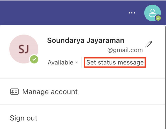 Planifier un statut d'absence du bureau dans Teams