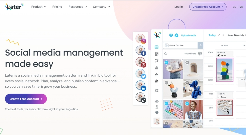 Später kostenlose Social-Media-Management-Tools