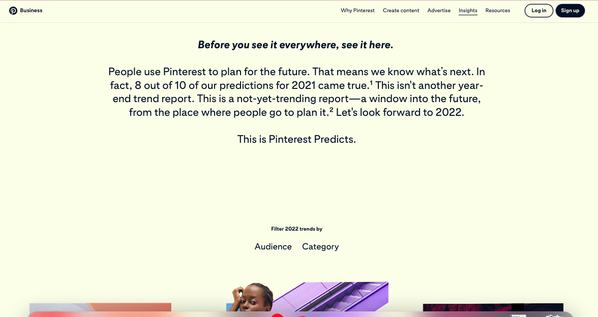 Narrazione dei dati di Pinterest