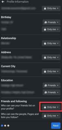 Facebook'ta arkadaşlara ve takip etme seçeneğine gidin ve fb'de arkadaş listesini özel yapmak için yalnızca ben seçeneğini belirleyin