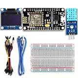 DAOKI ESP8266 Starter Kit ESP8266 مجموعة محطة الطقس لـ IoT Arduino IDE مع ESP8266 ESP-12E لوحة تطوير 0.96 بوصة OLED ومستشعر درجة الحرارة والرطوبة DHT11 + لوح اللوح