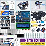 SunFounder 3 في 1 IoT / Smart Car / Learning Ultimate Starter Kit متوافق مع Arduino IDE ، سكراتش ، دروس عبر الإنترنت ، 192 عنصرًا ، 87 مشروعًا ، بما في ذلك لوحة تحكم متوافقة مع Arduino UNO