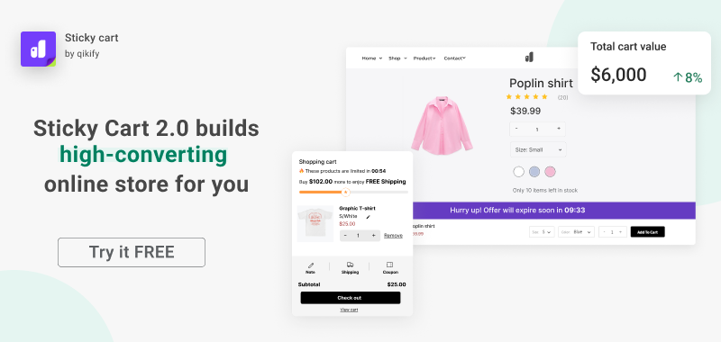 qikify Sticky-Wagen, Schiebewagen qikify Sticky cart, Slide cart - BFCM Shopify app deal