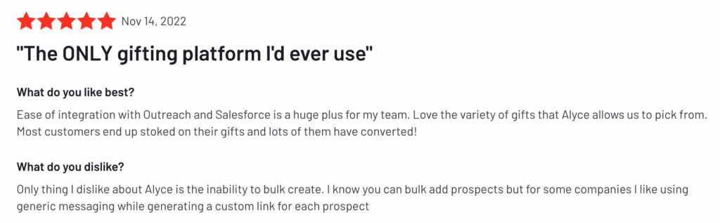 アリス:使用する唯一のギフトプラットフォーム