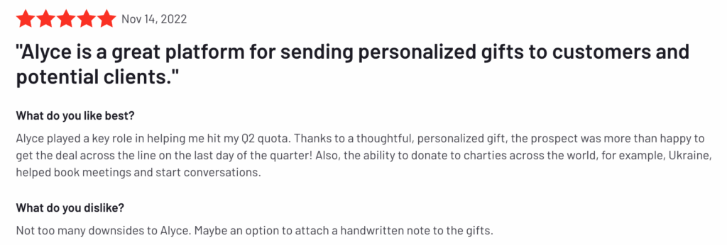 個人的なギフトのレビュー: Alyce は素晴らしいプラットフォームです