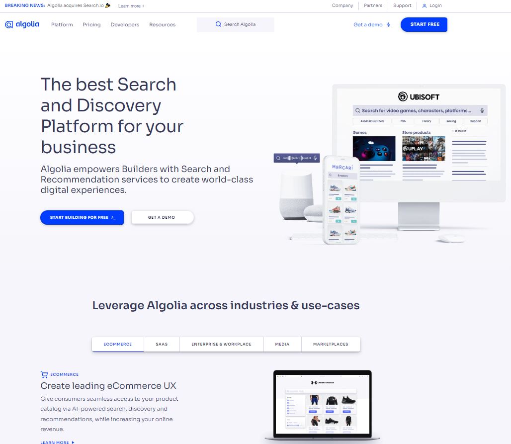 アルゴリア algolia magenative