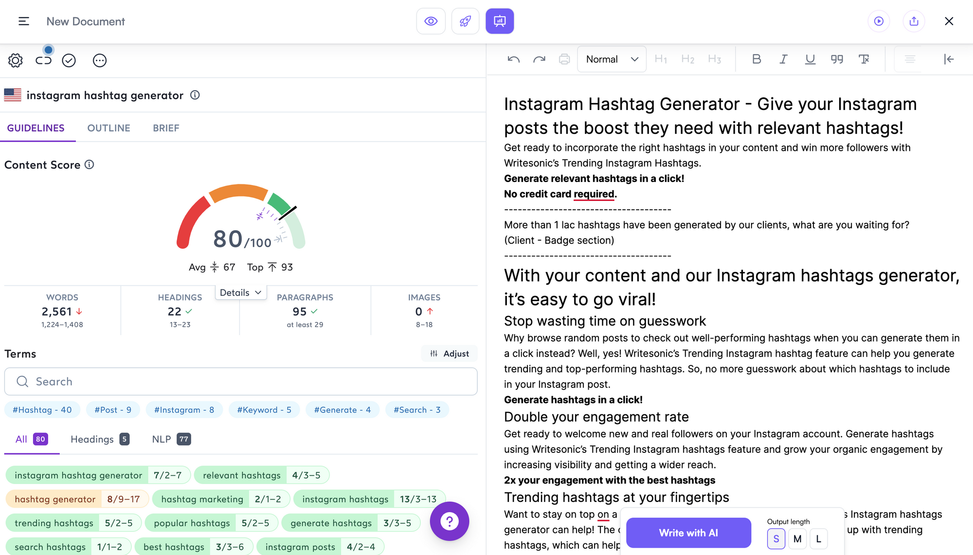 Jak zintegrować surfera z Writesonic - Krok 6 - Napisz treść zoptymalizowaną pod kątem SEO