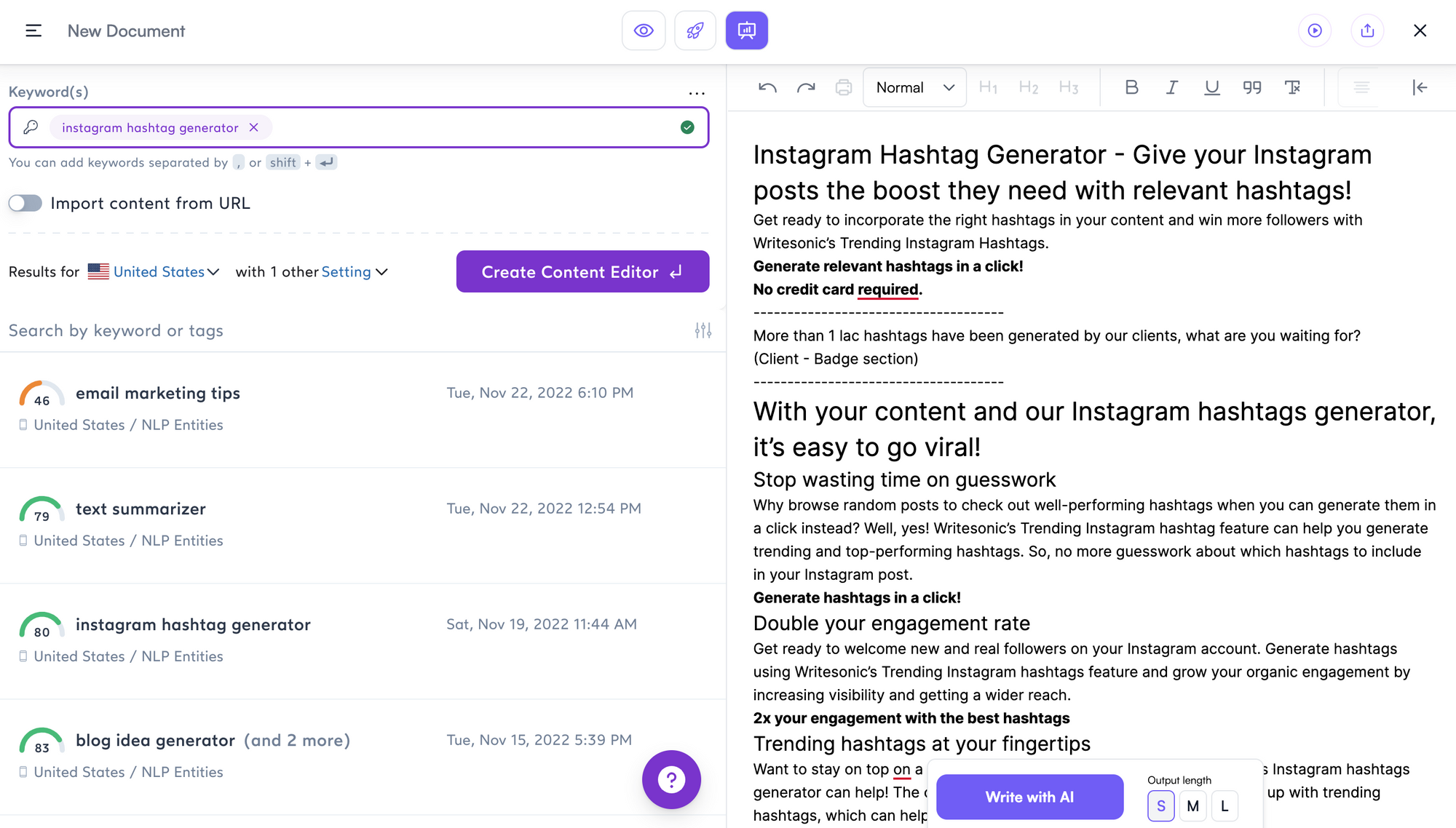 Jak zoptymalizować treść za pomocą Surfer i Writesonic — Krok 2 — Napisz treść zoptymalizowaną pod kątem SEO